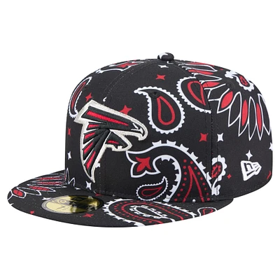 Casquette ajustée 59FIFTY noire à imprimé cachemire des Falcons d'Atlanta de New Era pour homme