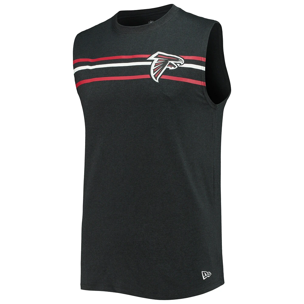 Men's New Era Heathered Black Atlanta Falcons Brushed Sleeveless Tank Top