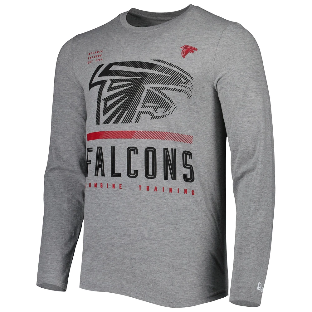 Men's New Era Heathered Gray Atlanta Falcons Combine Authentic Red Zone Long Sleeve T-Shirt