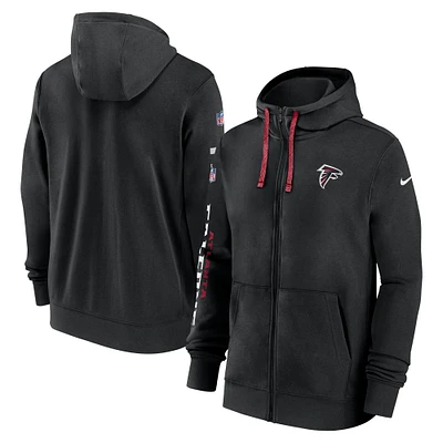Sweat à capuche entièrement zippé Nike Atlanta Falcons 2024 Sideline Club pour homme, noir