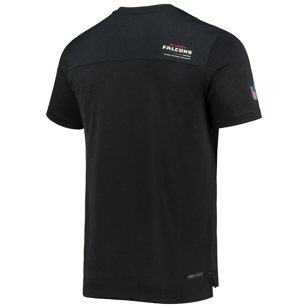 Men's Nike Black Atlanta Falcons Sideline Coach Chevron Lock Up Logo V-Neck Performance T-Shirt