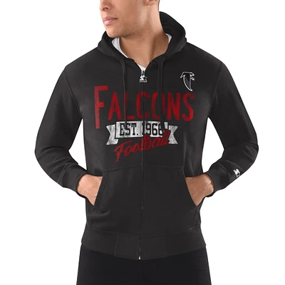 Sweat à capuche entièrement zippé pour hommes des Atlanta Falcons Gridiron Classics d'après-saison noir