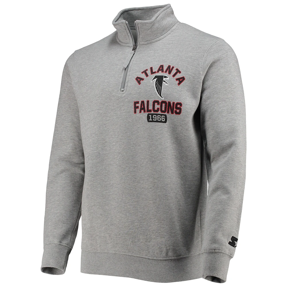 Veste pour homme Starter grise Atlanta Falcons Throwback Heisman à quart de zip