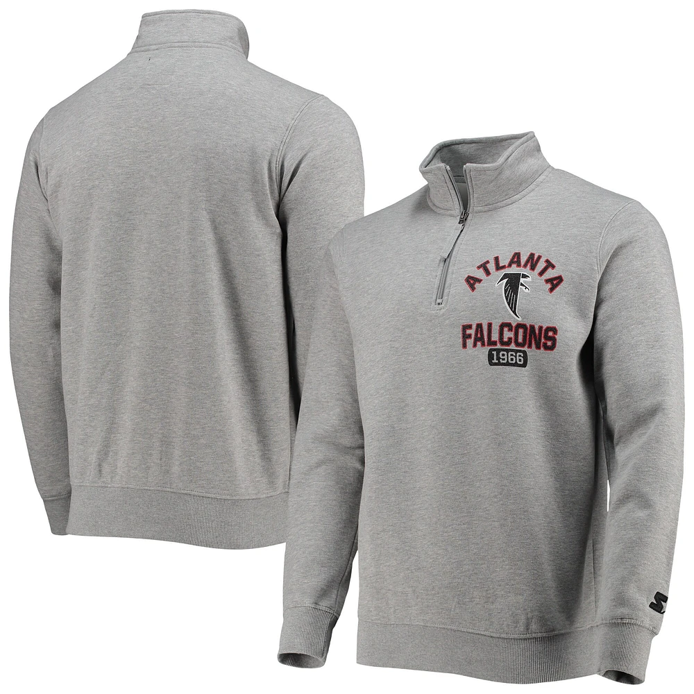 Veste pour homme Starter grise Atlanta Falcons Throwback Heisman à quart de zip