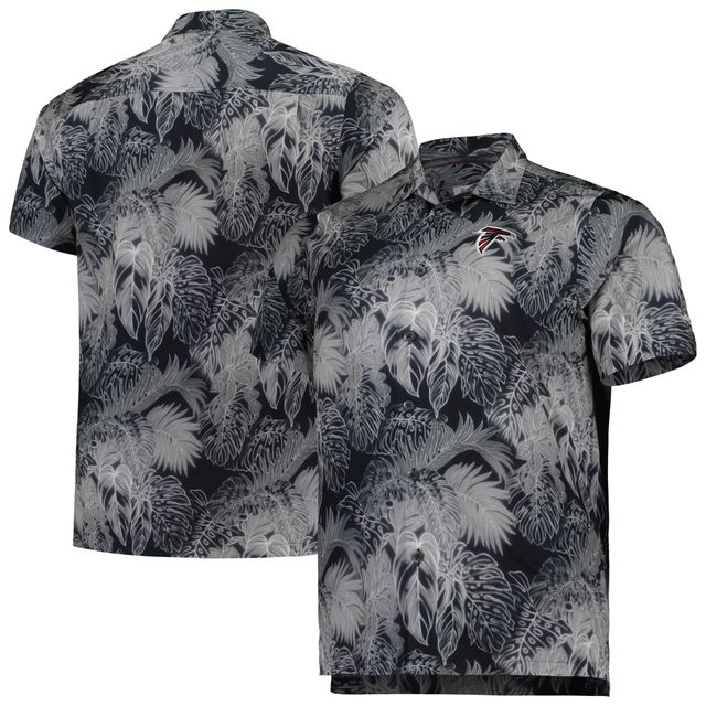 Chemise boutonnée pour homme Tommy Bahama Black Atlanta Falcons Big & Tall Coast Luminescent Fronds Camp IslandZone