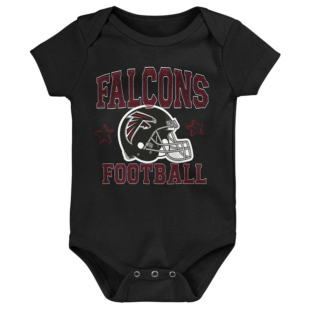 Newborn & Infant Red/Black/Heather Gray Atlanta Falcons Game On Three-Piece Bodysuit Set