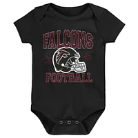 Newborn & Infant Red/Black/Heather Gray Atlanta Falcons Game On Three-Piece Bodysuit Set