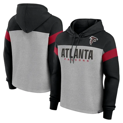 Sweat à capuche enfiler pour femme Fanatics Heather Grey/Black Atlanta Falcons Bold Play Call