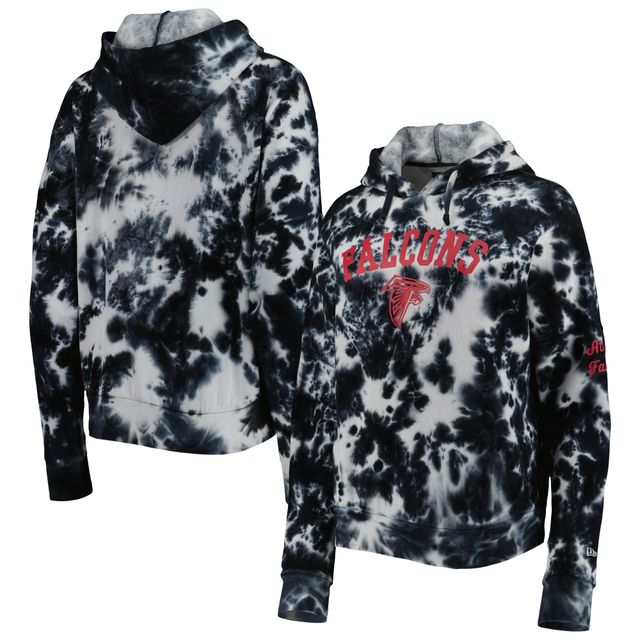 Chandail à capuchon en molleton teinture nuage des Atlanta Falcons New Era pour femme, noir