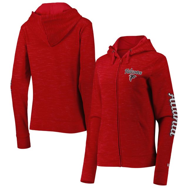 Sweat à capuche entièrement zippé pour femme Atlanta Falcons Reverse Space-Dye rouge New Era