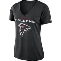 T-shirt à col en V pour femme Nike Atlanta Falcons Performance noir chiné