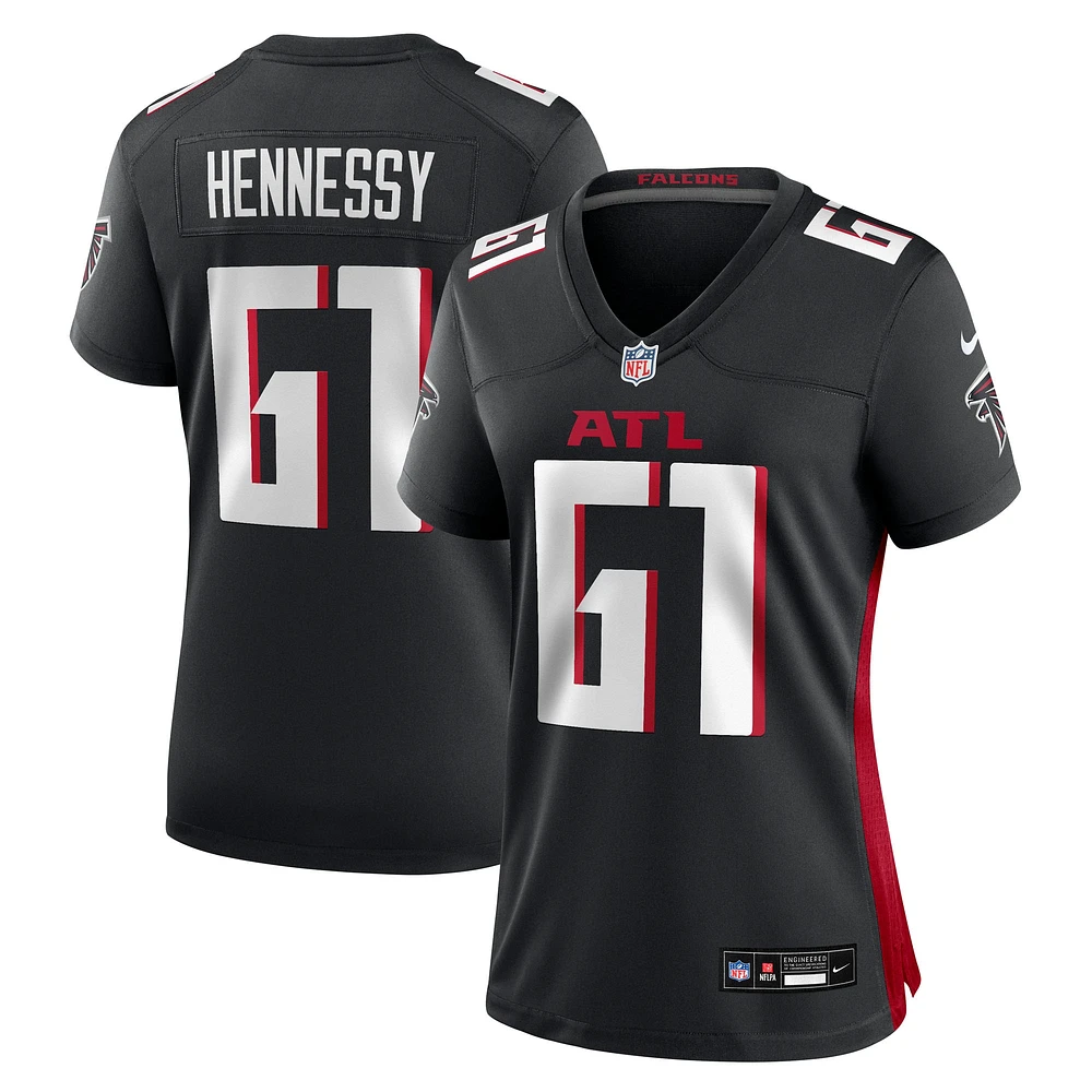 Maillot de match Nike Matt Hennessy noir pour femme des Atlanta Falcons