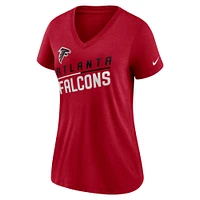 Women's Nike Red Atlanta Falcons Slant Logo Tri-Blend V-Neck T-Shirt