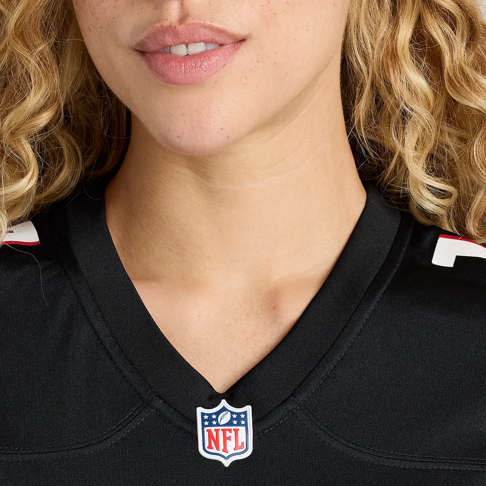 Maillot de jeu joueur Nike Tyler Allgeier des Atlanta Falcons noir pour femme