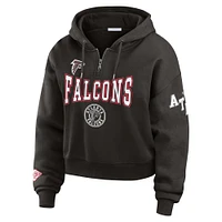 Women's WEAR by Erin Andrews Black Atlanta Falcons Patch Quarter-Zip Pullover Hoodie