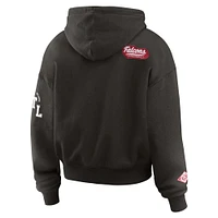 Women's WEAR by Erin Andrews Black Atlanta Falcons Patch Quarter-Zip Pullover Hoodie
