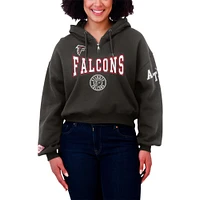 Women's WEAR by Erin Andrews Black Atlanta Falcons Patch Quarter-Zip Pullover Hoodie