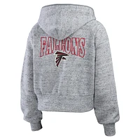 Women's WEAR by Erin Andrews  Heather Gray Atlanta Falcons Speckled Fleece Cropped Full-Zip Hoodie