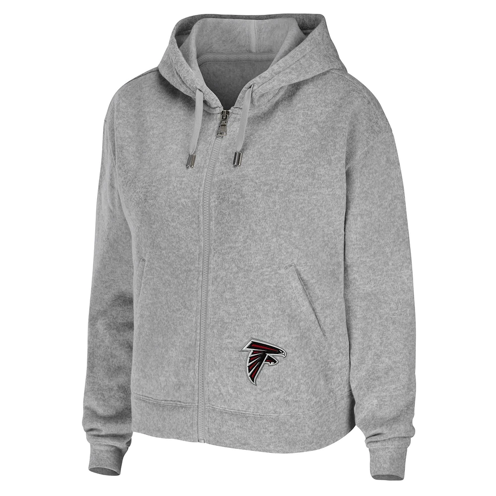Women's WEAR by Erin Andrews Heathered Gray Atlanta Falcons Team Full-Zip Hoodie