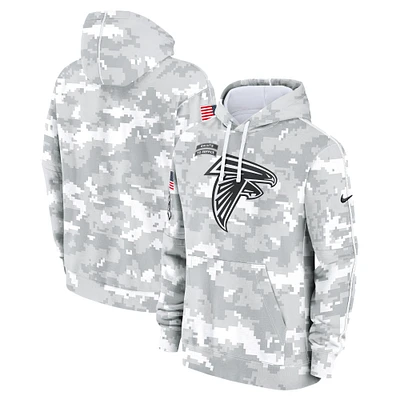 Sweat à capuche Nike Atlanta Falcons 2024 Salute To Service pour jeunes Blanc/Gris