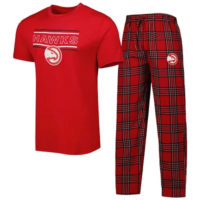 Concepts Sport T-shirt et pantalon de pyjama Atlanta Hawks Badge rouge/noir pour homme