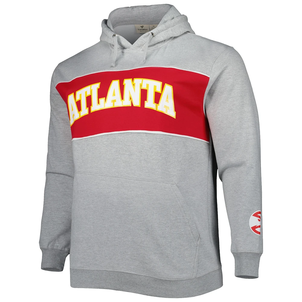 Men's Fanatics Heather Gray Atlanta Hawks Big & Tall Wordmark Pullover Hoodie