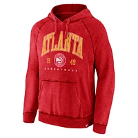 Men's Fanatics Heather Red Atlanta Hawks Foul Trouble Snow Wash Raglan Pullover Hoodie