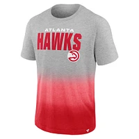Men's Fanatics Heathered Gray/Red Atlanta Hawks Board Crasher Dip-Dye T-Shirt