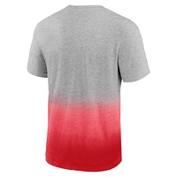 Men's Fanatics Heathered Gray/Red Atlanta Hawks Board Crasher Dip-Dye T-Shirt