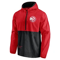 Men's Fanatics Red/Black Atlanta Hawks Block Party Thrill Seeker - Half-Zip Hoodie Jacket