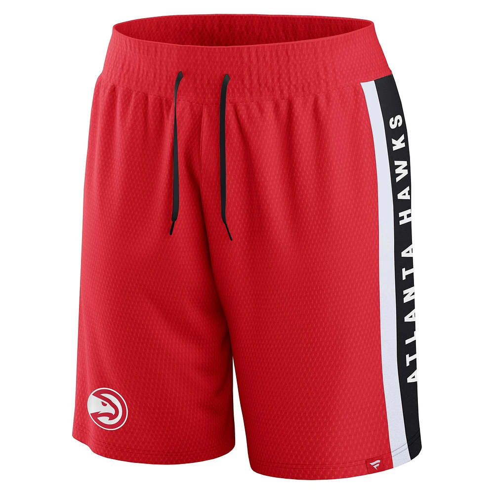Short en maille emblématique d'arbitre des Atlanta Hawks Fanatics rouge pour hommes