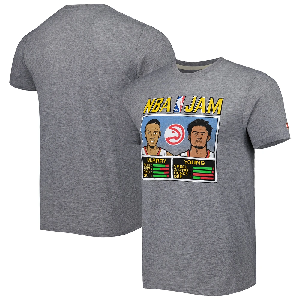 Men's Homage Dejounte Murray & Trae Young Gray Atlanta Hawks NBA Jam Tri-Blend T-Shirt