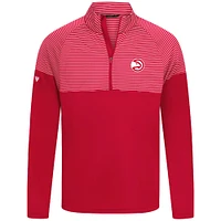 Men's Levelwear Red Atlanta Hawks Classic Stripes Quarter-Zip Top