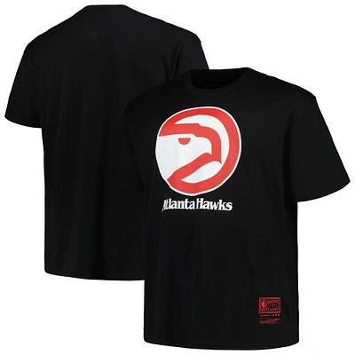 Men's Mitchell & Ness Black Atlanta Hawks Big Tall Hardwood Classics Vintage Logo T-Shirt