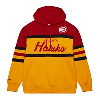 Men's Mitchell & Ness Gold/Red Atlanta Hawks Head Coach Pullover Hoodie
