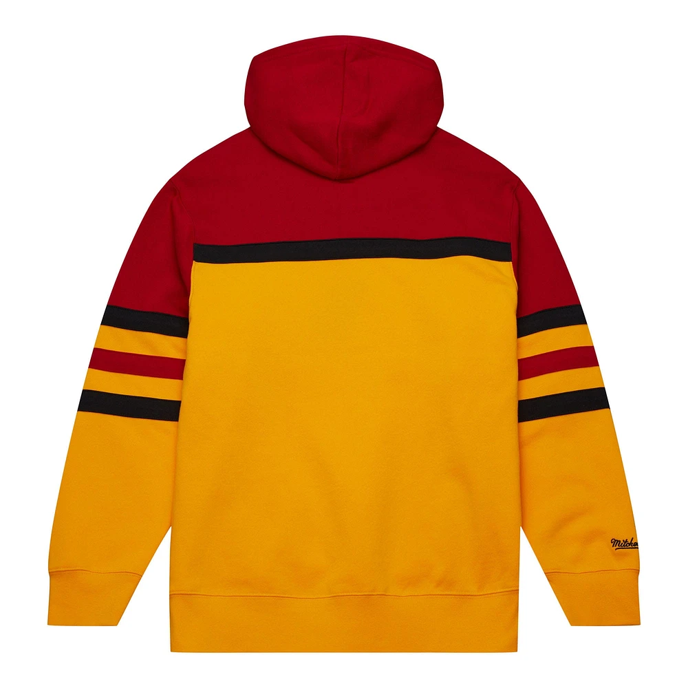 Men's Mitchell & Ness Gold/Red Atlanta Hawks Head Coach Pullover Hoodie