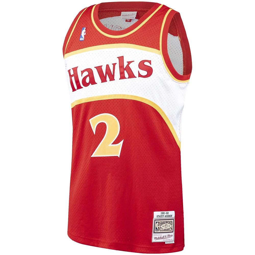 Men's Mitchell & Ness Stacey Augmon Red Atlanta Hawks 1991/92 Hardwood Classics Swingman Jersey