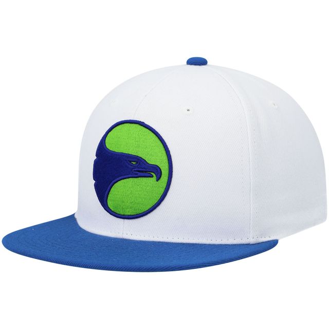 Casquette pour homme Mitchell & Ness Blanc/Royal Atlanta Hawks Hardwood Classics Snapback