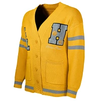 Cardigan boutonné sans identification de l'appelant NBA x Keizer Clark Atlanta Hawks jaune/gris pour homme