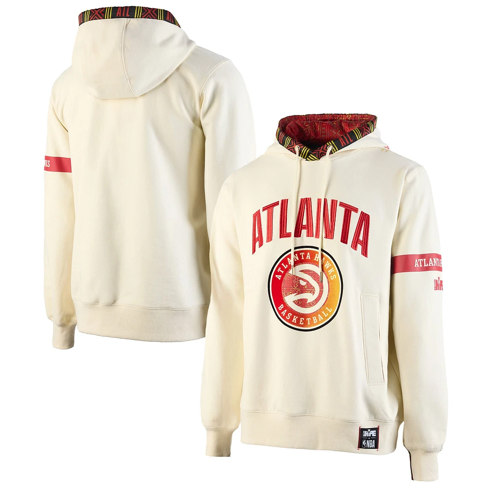 Men's NBA x Two Hype Cream Atlanta Hawks Culture & Hoops Collection Premium Pullover Hoodie