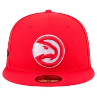 Men's New Era Red Atlanta Hawks Throwback Pennant 59FIFTY Fitted Hat