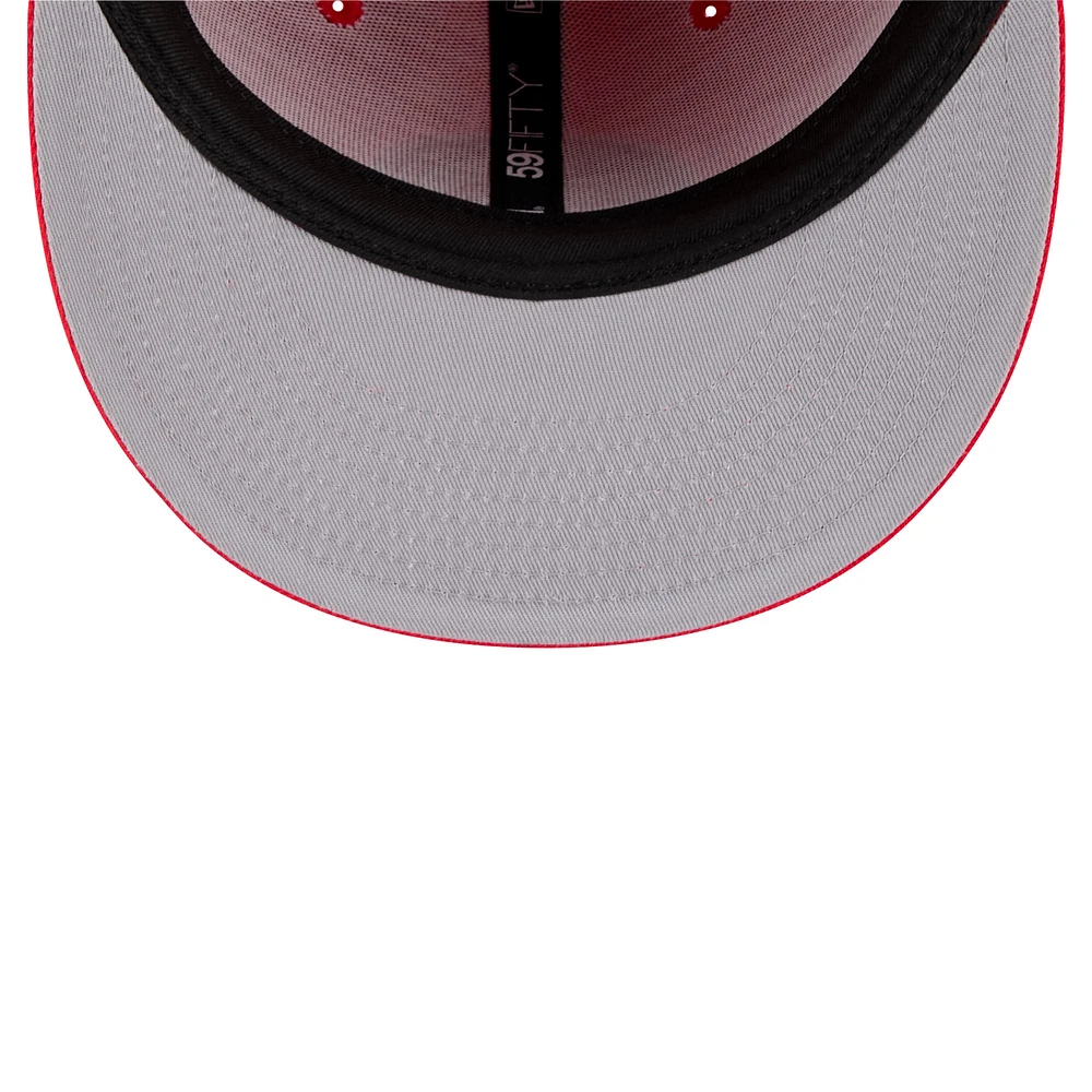 Men's New Era Red Atlanta Hawks Throwback Pennant 59FIFTY Fitted Hat