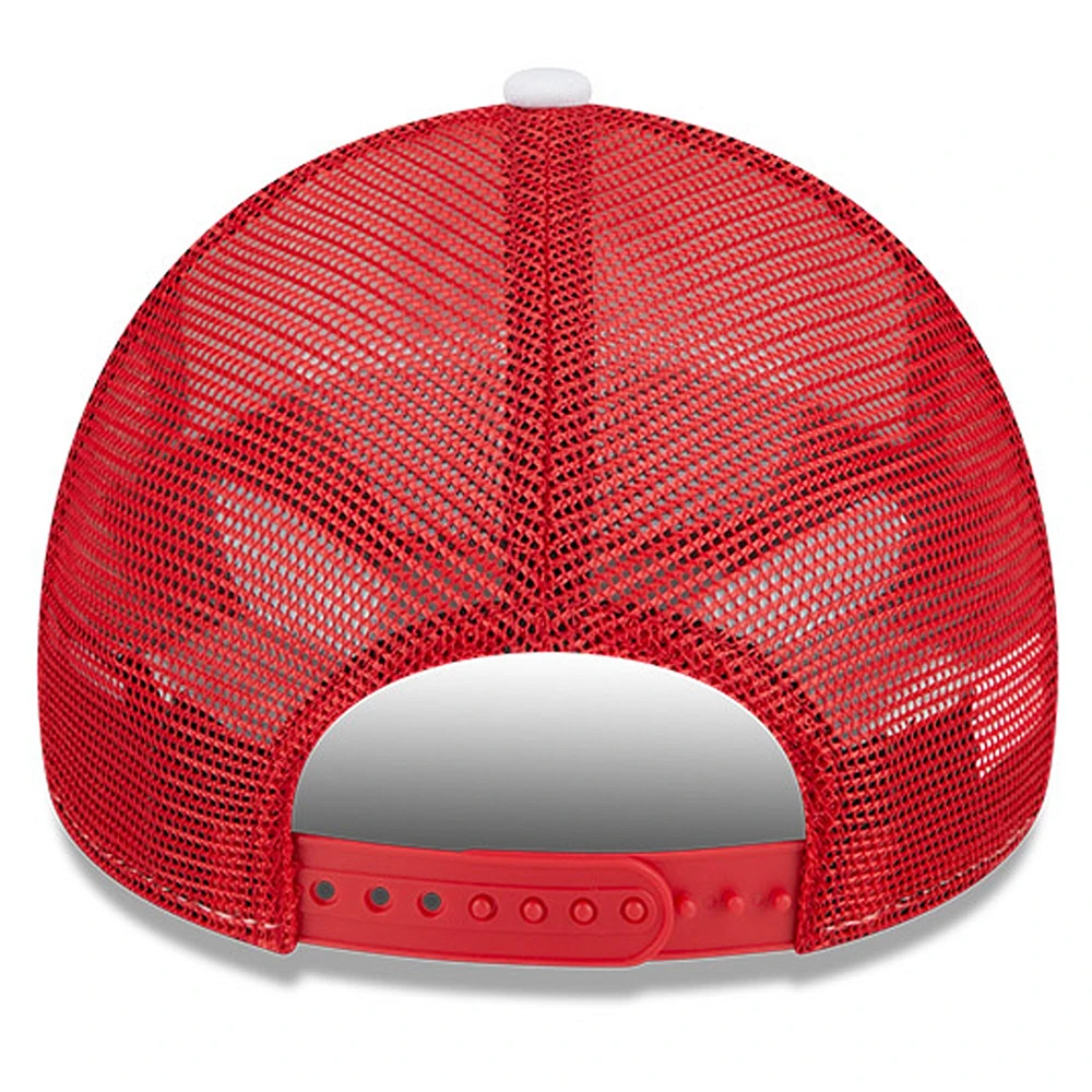 Men's New Era White/Red Atlanta Hawks Court Sport Foam A-Frame 9FORTY Adjustable Trucker Hat