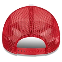 Men's New Era White/Red Atlanta Hawks Court Sport Foam A-Frame 9FORTY Adjustable Trucker Hat