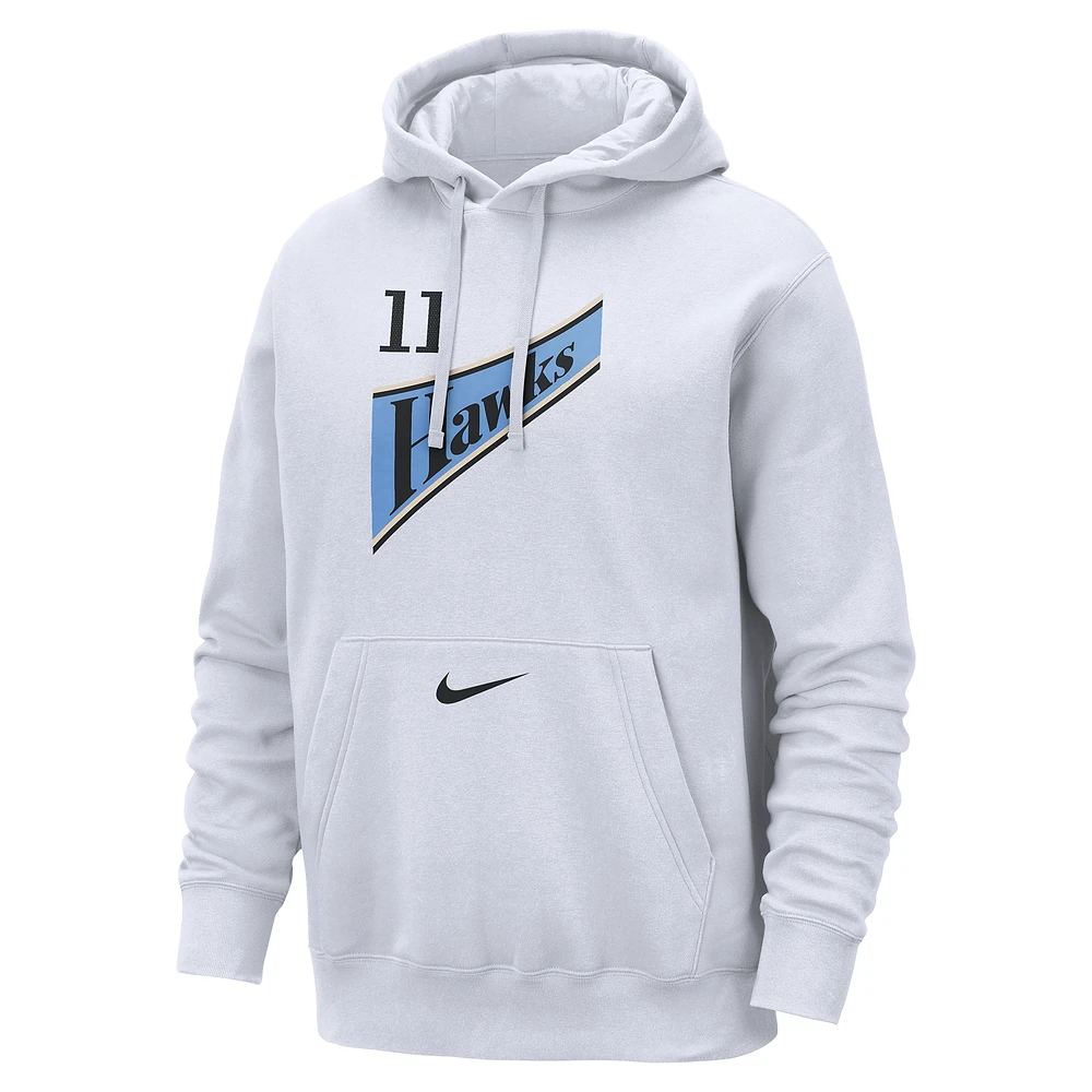 Men's Nike Trae Young White Atlanta Hawks 2024/25 Name & Number Pullover Hoodie