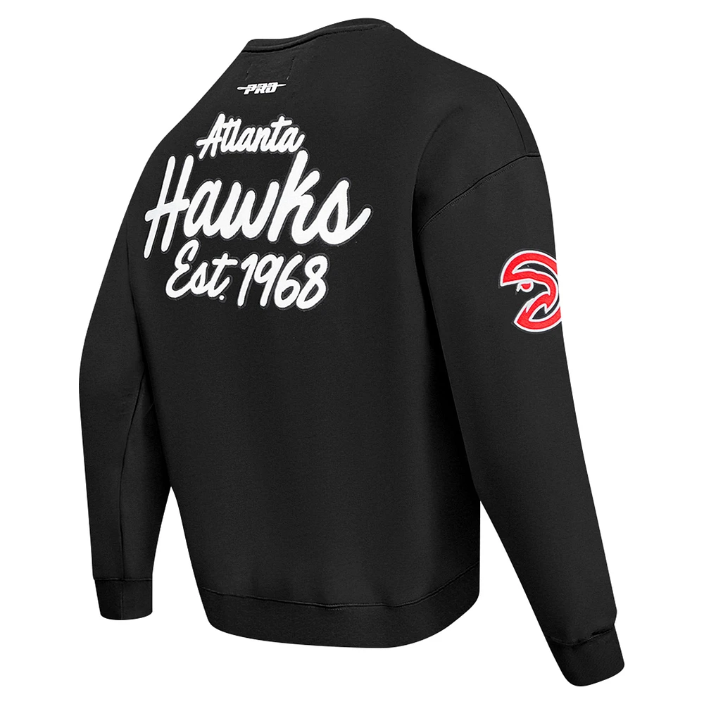Men's Pro Standard Black Atlanta Hawks Paint the City Drop Shoulder Sweatshirt
