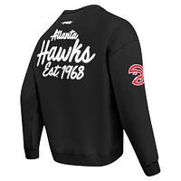 Men's Pro Standard Black Atlanta Hawks Paint the City Drop Shoulder Sweatshirt