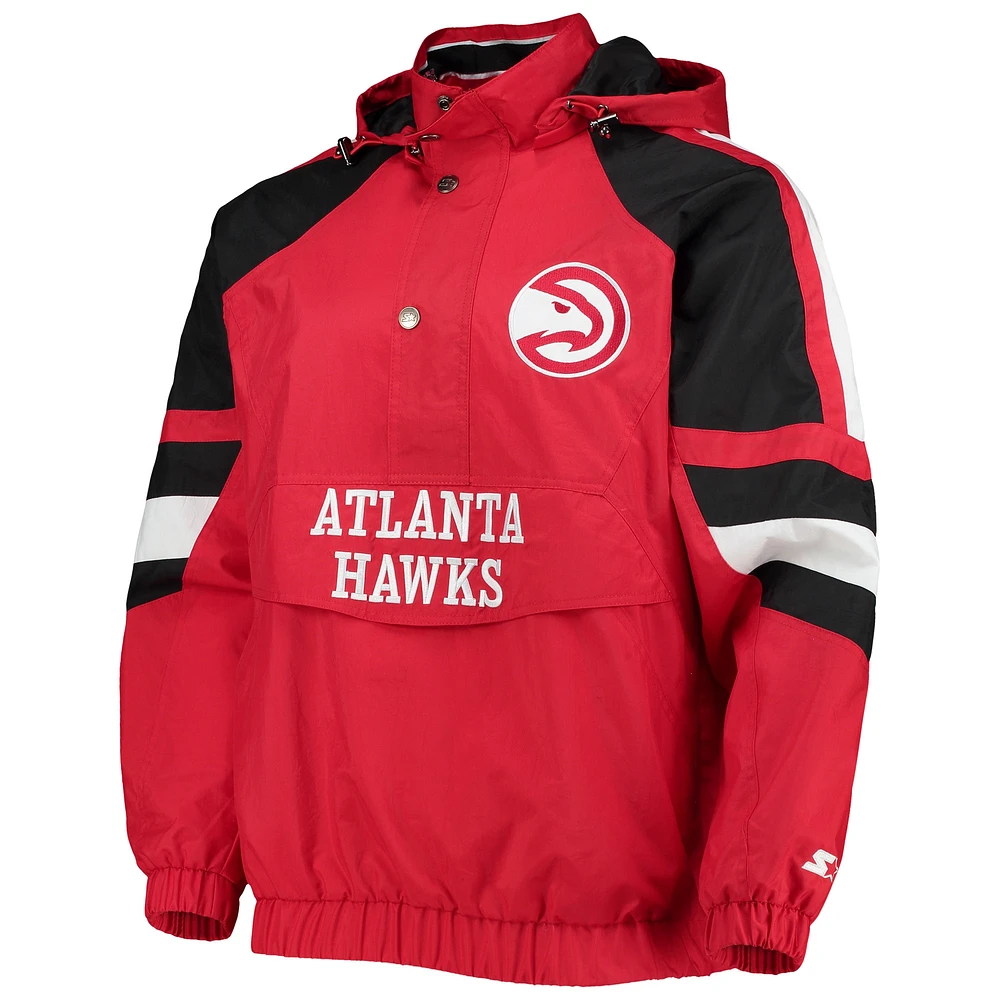 Men's Starter Red/Black Atlanta Hawks The Pro II Half-Zip Jacket