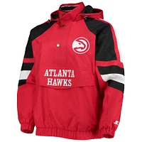 Men's Starter Red/Black Atlanta Hawks The Pro II Half-Zip Jacket