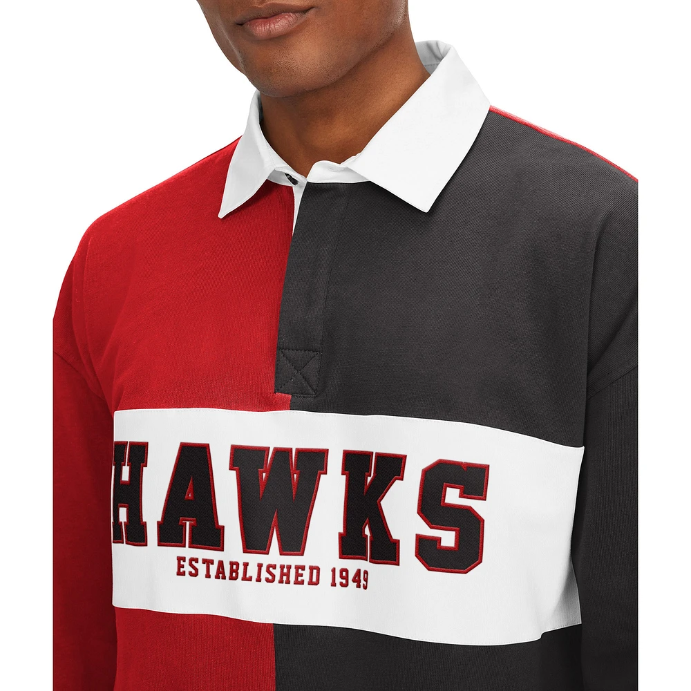 T-shirt à manches longues Tommy Jeans Atlanta Hawks Ronnie Rugby pour homme, rouge/noir